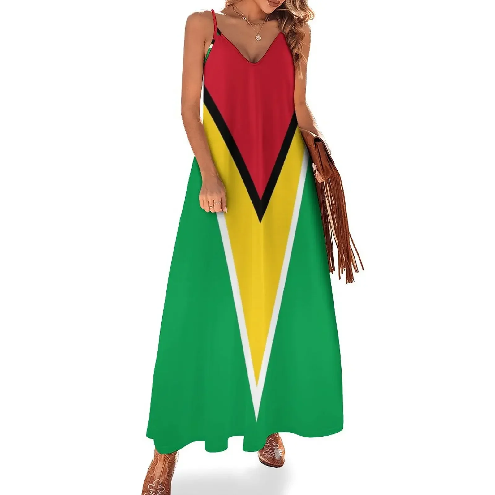 

Guyana National Flag Sleeveless Dress Female dress Woman clothing Summer skirt Women's skirt Dress