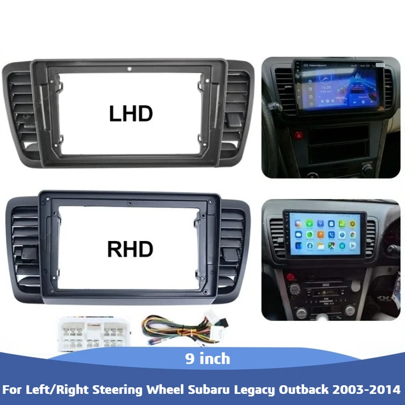 Para volante izquierdo/derecho Subaru Legacy Outback 2003-2014 Marco de Radio de coche Panel Fascia 9 pulgadas Android Facia placa de bisel embellecedora