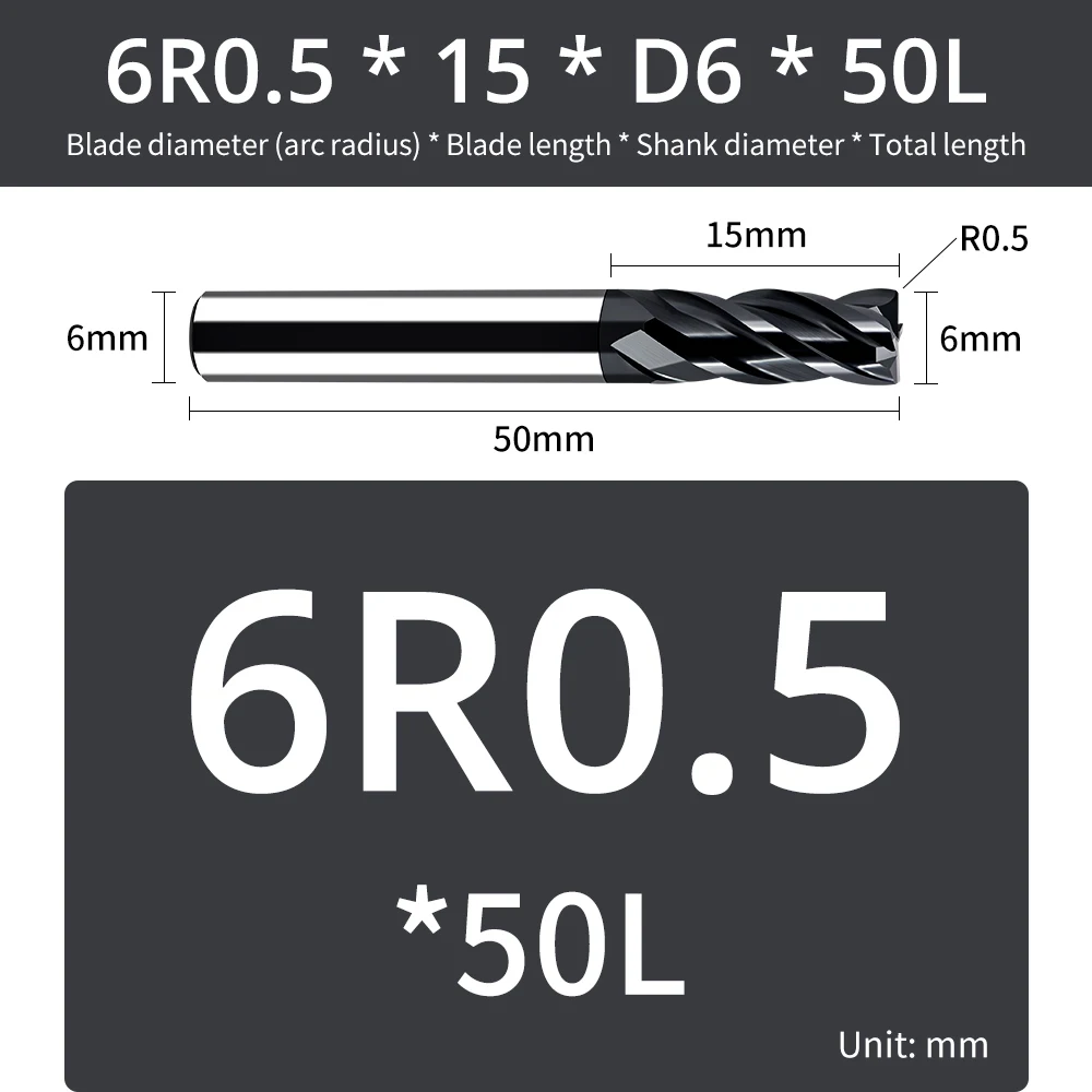 Augusttools HRC60 Corner Rounding End Mills 4Flutes Milling Cutter For Metal Carbide Tungsten Steel Endmill CNC Maching Tools