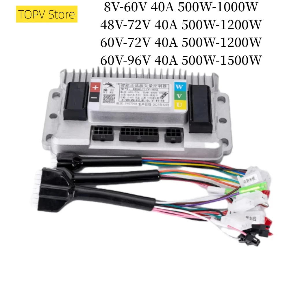 

3-mode Sine Wave Brushless Intelligent Motor Controller 40A 48V/60V/72V/96V 500W/1000W/1200W/1500W Ebike Regulator Governor