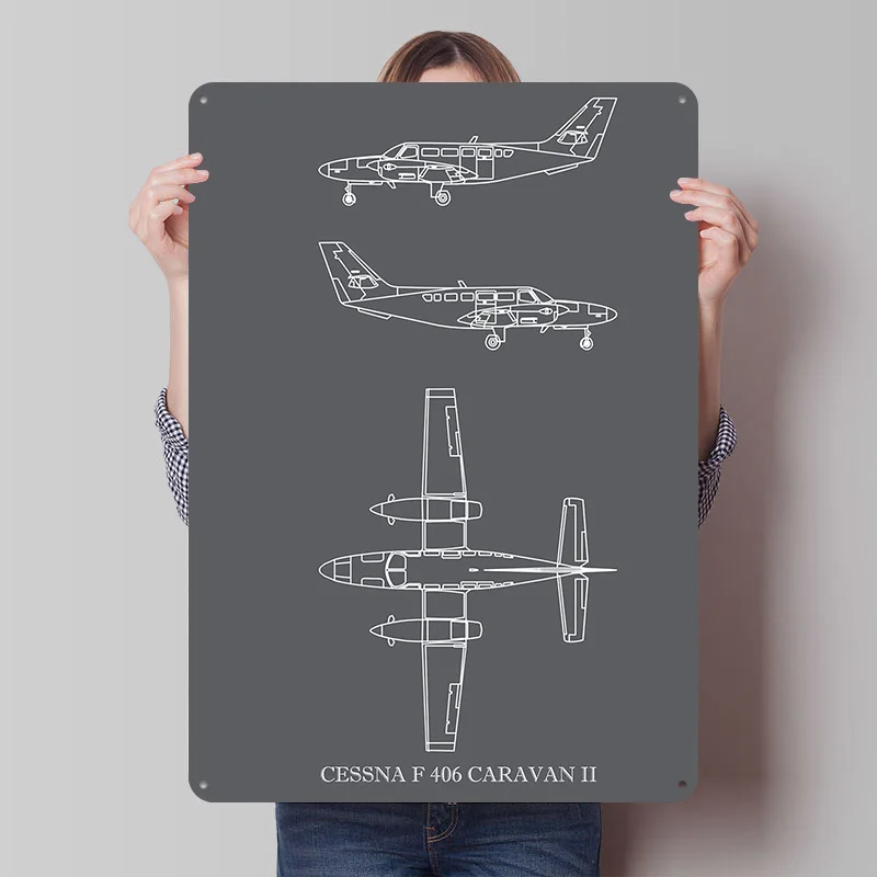 CESSNA F 406 CARAVAN II Metal Poster Custom Wall Art Retro Vintage Tinplate Signs for Man Cave Gaming Room Decoration Cozy House