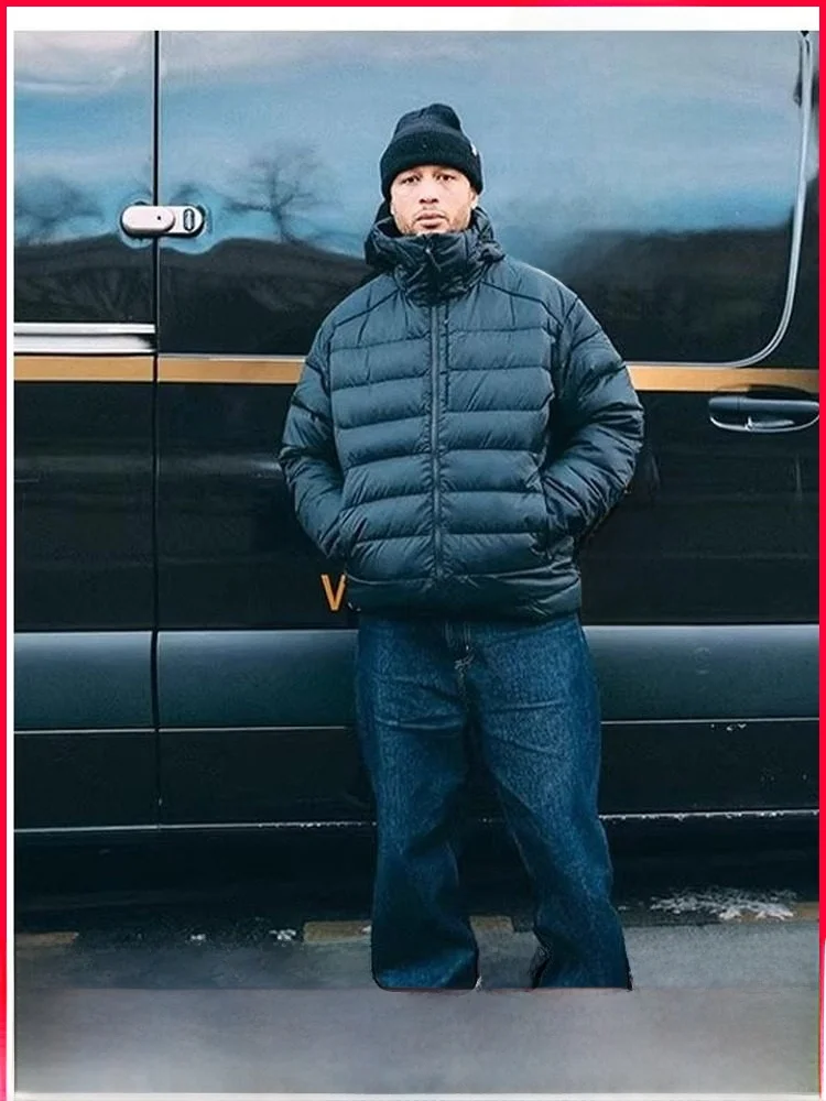 

High Puffin 90 White Du down Men's High End Outdoor Windproof Hooded Ribbed Polyester Fiber Long Sve Zipper Jaet