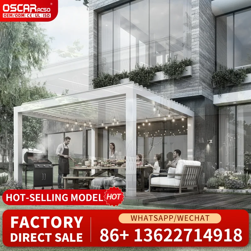 Sunshade Awning Modern Customized Motorized Metal Structure For Backyard Patio Garden pergola