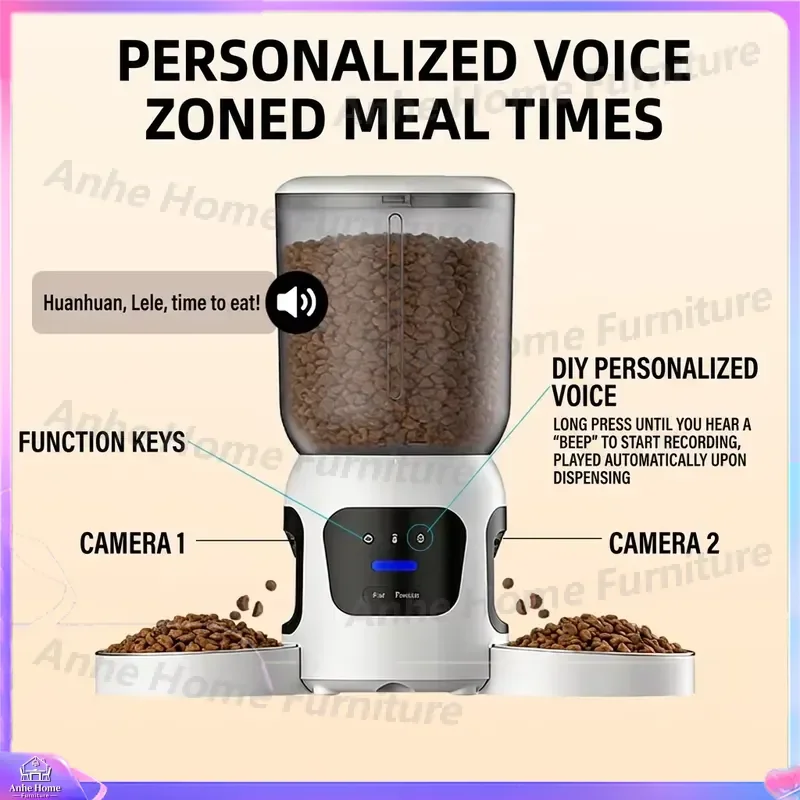 6.5L Automatic Pet Feeder for Dogs and Cats Smart Timer Controlled Food Dispenser with LCD Display and Battery Backup