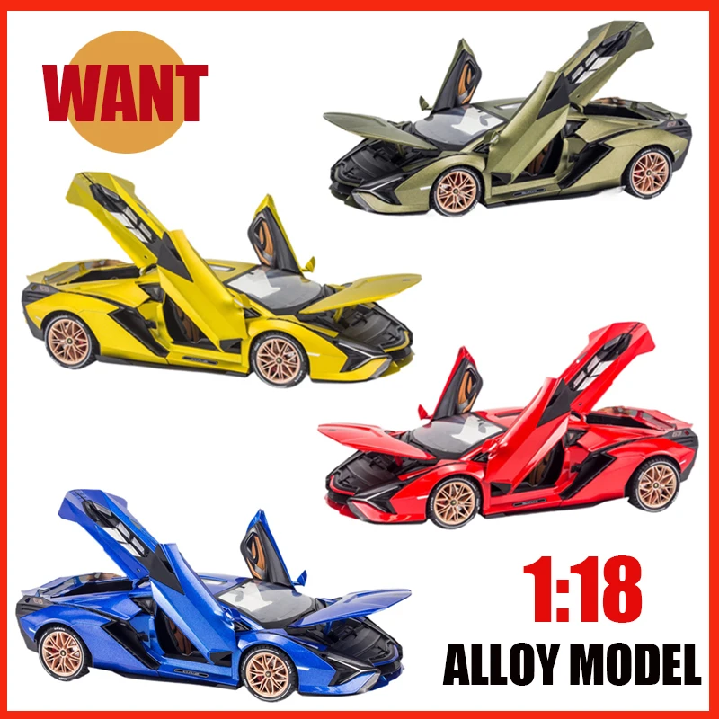 1:18 Scale Lannbor-Sian Alloy Diecast New Energy Supercar Exquisite Models Fast Furious Sound Light Birthday Souvenir Gifts