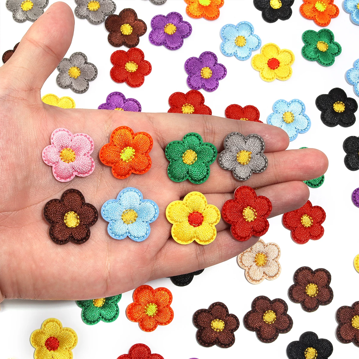 10 قطعة زهرة صغيرة يزين الملونة التطريز القماش بقع ملصق Crafts بها بنفسك الحرف الملابس أغطية الرأس فستان أكياس الخياطة اكسسوارات #6