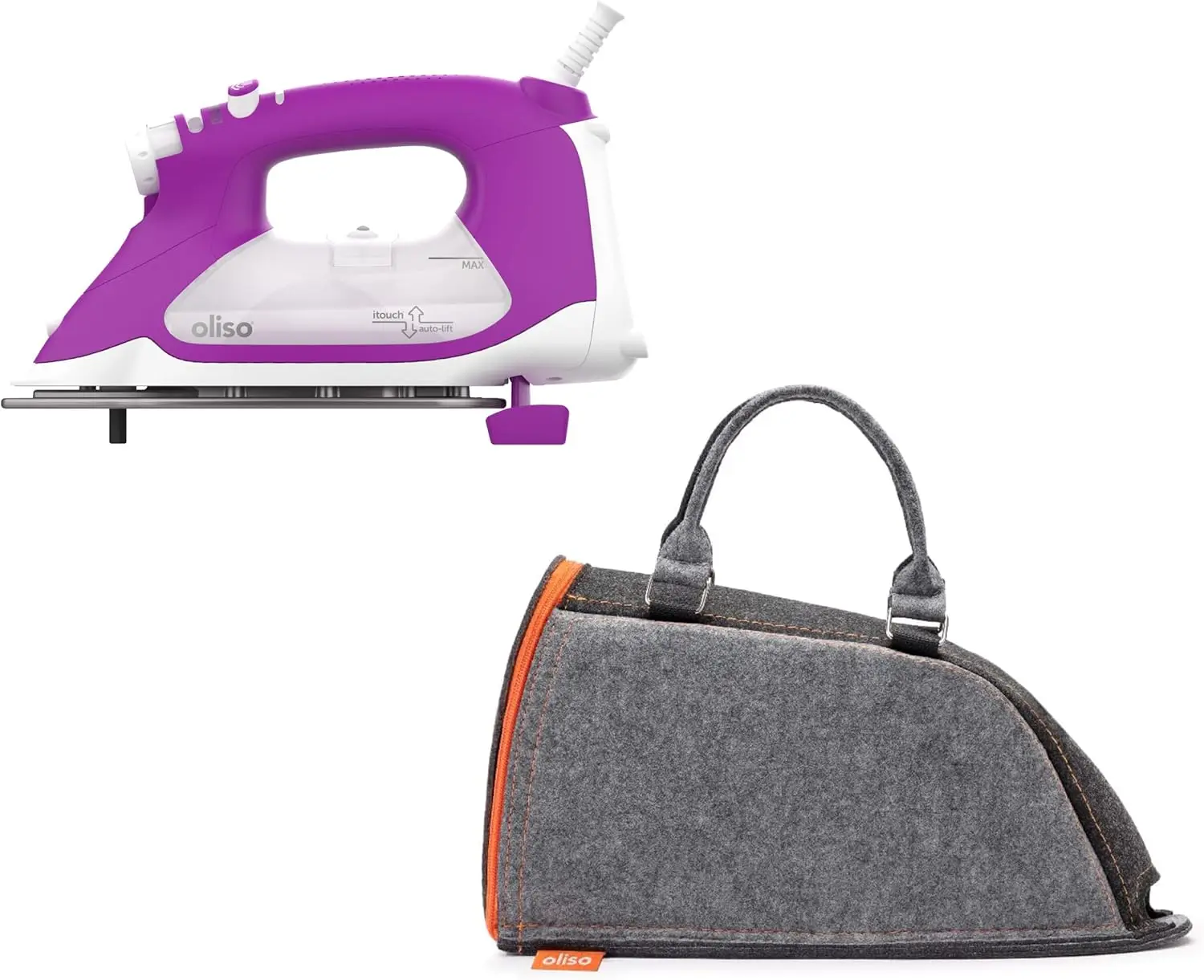

1800-Watt Steam Iron with Auto Lift, Diamond Ceramic-Flow Soleplate, Orchid Color, Includes Carrying Bag for Full-Size Irons