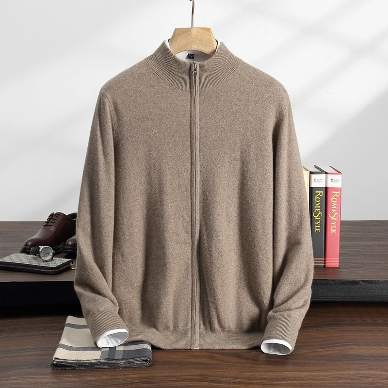 

Мужской кашемировый кардиган на молнии, высококачественный кашемир, осень-зима 202, новый двусторонний модный мужской вязаный свитер