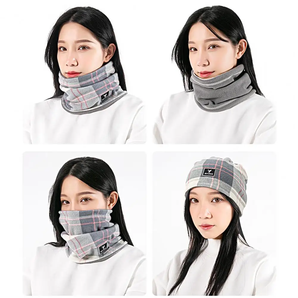 Unisex Neck Gaiter  Convenient Thicken Men Women  Double Layer Drawstring Scarf Headband Bandana for Riding