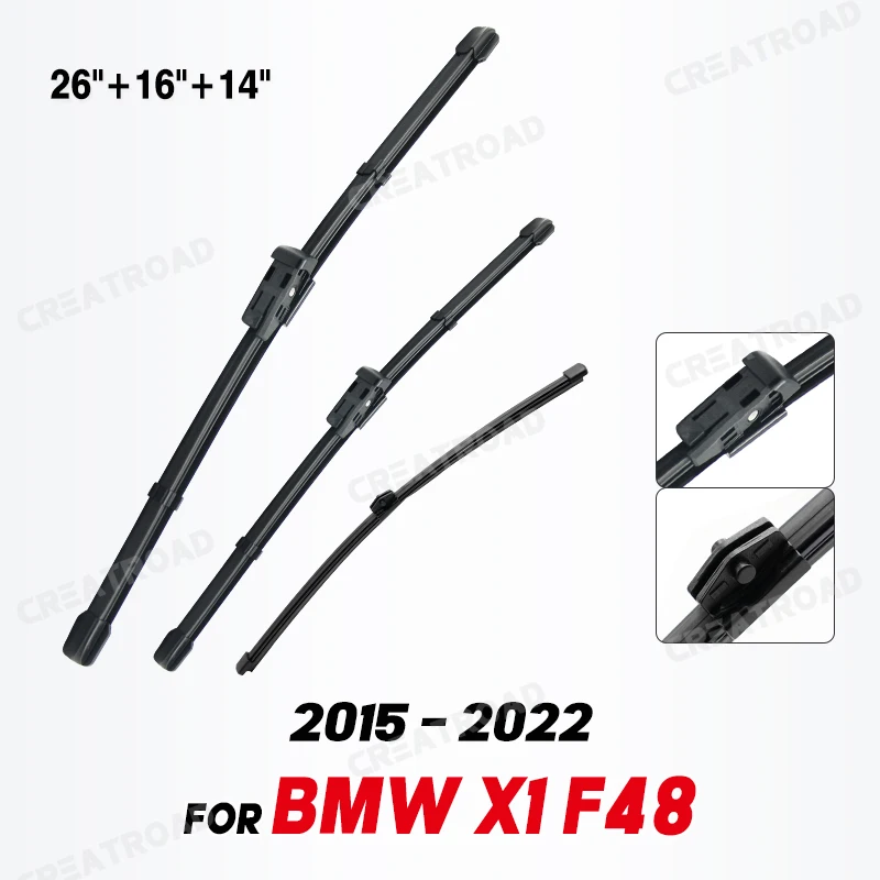 

Комплект передних и задних щеток стеклоочистителя с левым рулем для BMW X1 F48 2015-2022 Щетки от дождя для лобового стекла 26 "16" 14"