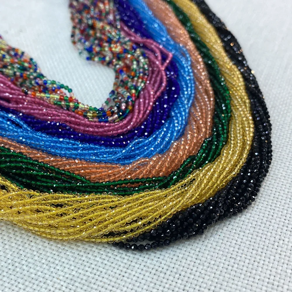 Wykwintne fasetowane kamienne koraliki Spinel przekrój mieszane kolory rozmiar 2/3mm, używane do tworzenia biżuterii DIY akcesoria do bransoletek