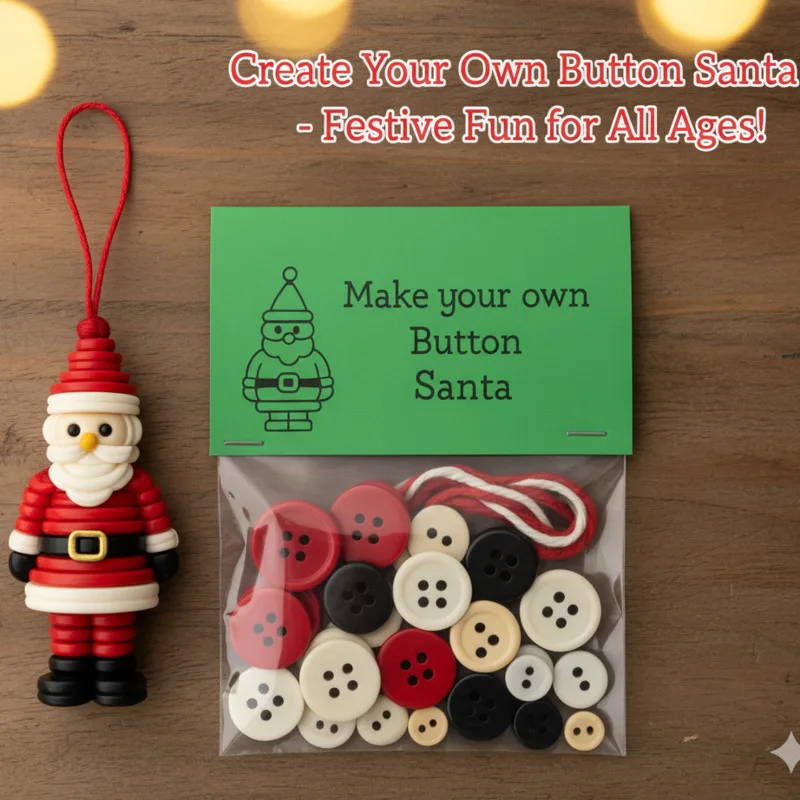 DIY Christmas Ornament Kit Make Your Own Snowman Santa Angel Tree Button Crafts Handmade Decor Kids Family Holiday Activity