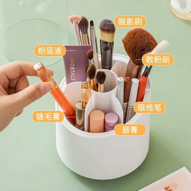 Rotating Makeup Brush Storage Box Portable Multifunction Dust Proof Desktop Organizer Lipstick Shadow Cosmetic Holder