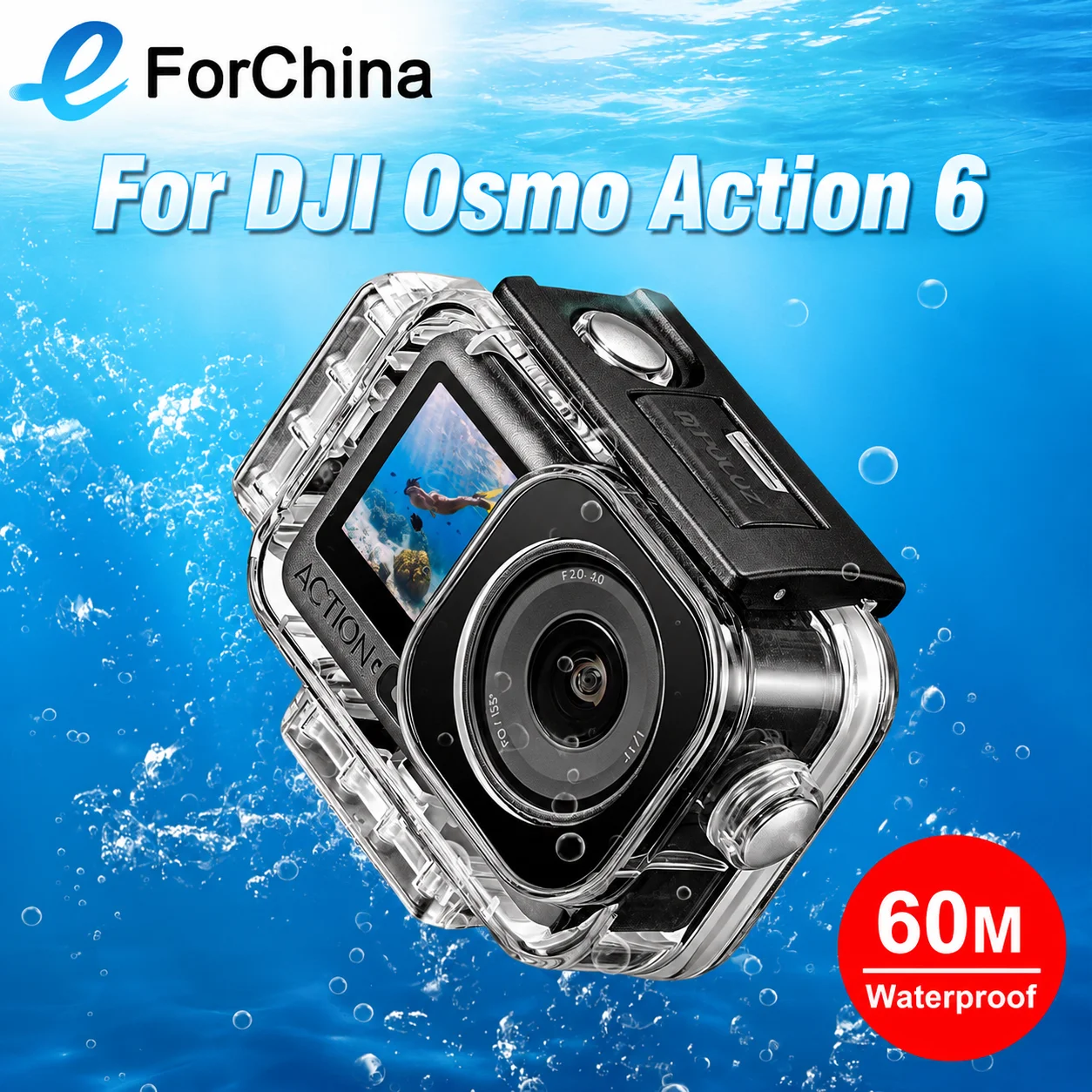 For DJI Osmo Action 6 PULUZ Magnetic 60m Waterproof Housing Diving Case Magnetic Quick-release Horizontal-Vertical Cover
