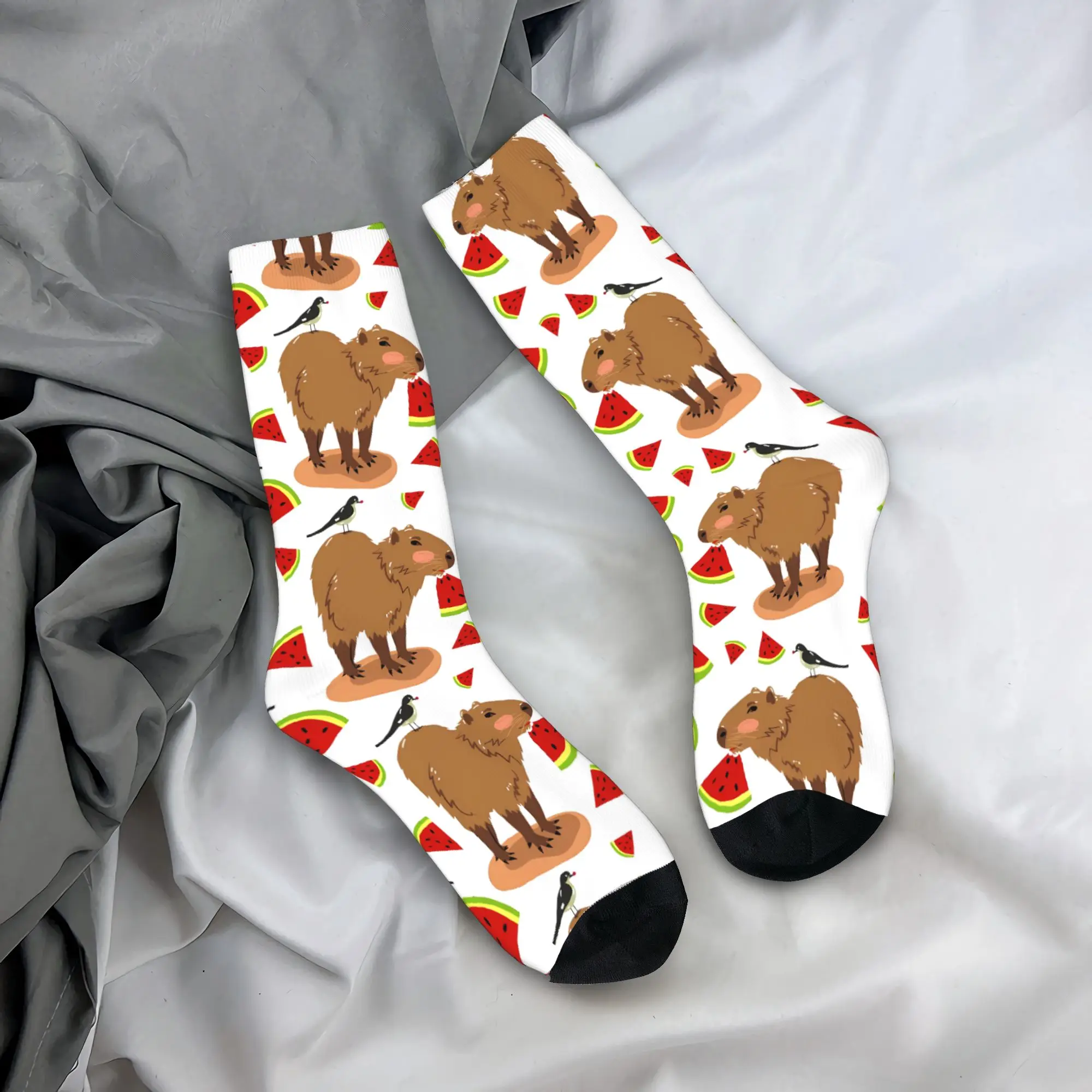Men Socks Watermelon Capybara  Stockings Anti Slip Quality Socks Spring Fashion Graphic Outdoor Socks