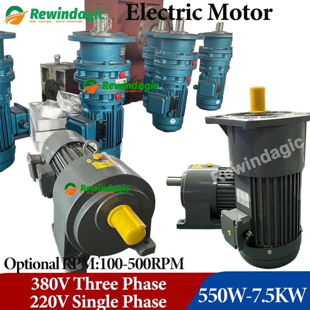 Single Phase Alternator 300RPM 200RPM 500RPM Electric Motor With Reducer 220V 380V Voltage Permanent Magnet Genrator With Motor