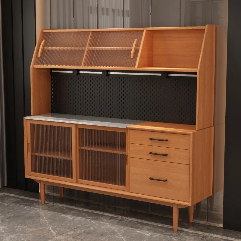 Solid wood dining side cabinet living room against the wall high Japanese storage wine