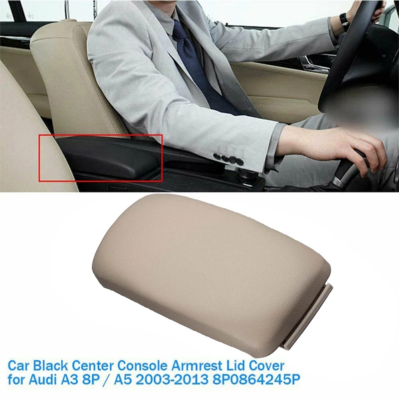 Beige Leather Suture Console Armrest Lid Cover For- A3 8P 2003-2012 Center Console Cover Lid 8P0864245P