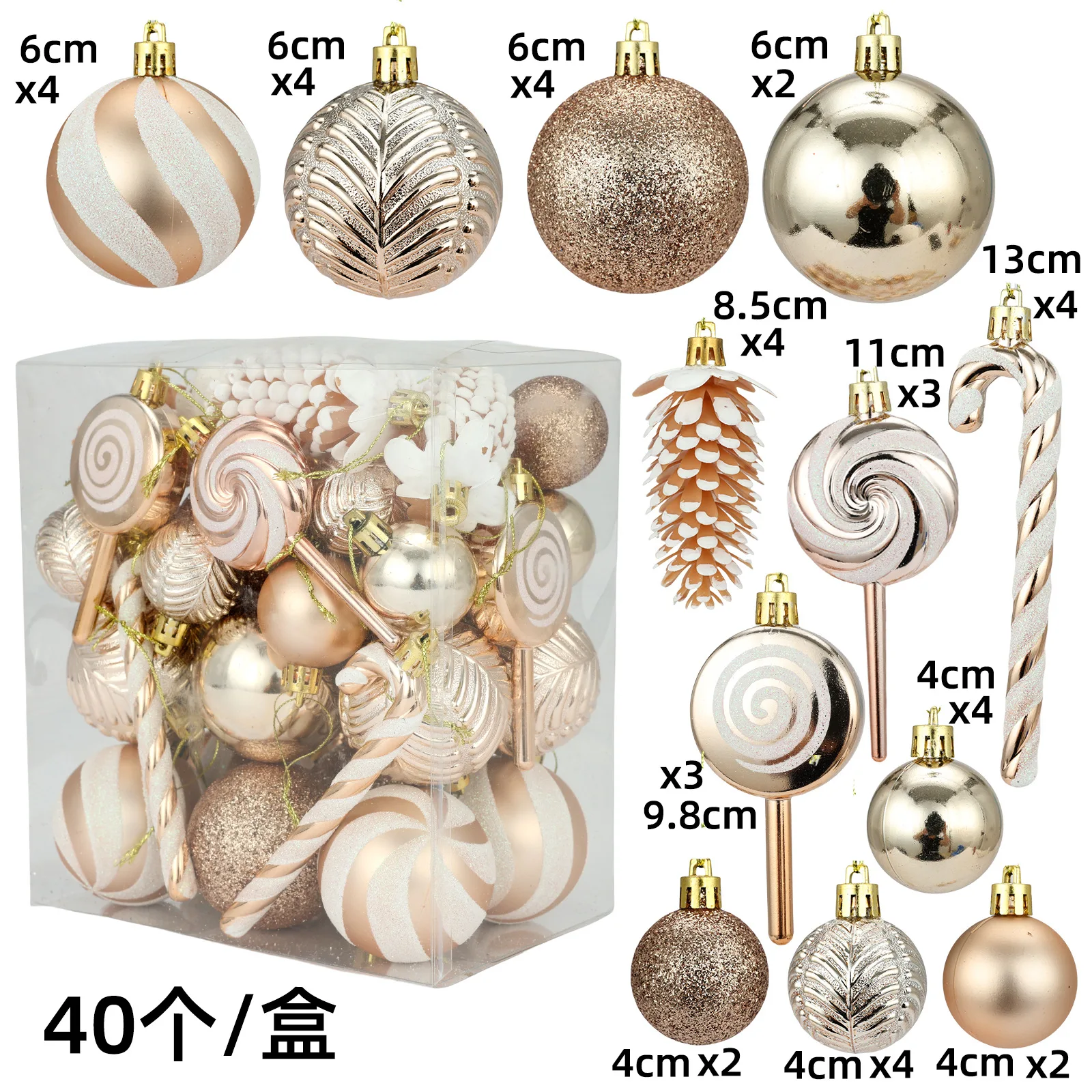 29/36/40pcs Christmas Ball Silver Red Christmas Tree Hanging Pendants Printed Special-shaped Gold Christmas Spheres 2024 New