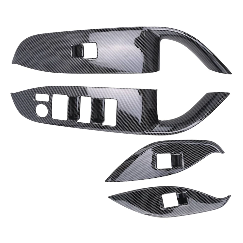

Carbon Fiber Window Glass Lift Button Switch Cover Trim Sticker ABS Carbon Fiber Door Armrest RHD For Toyota Voxy 2022
