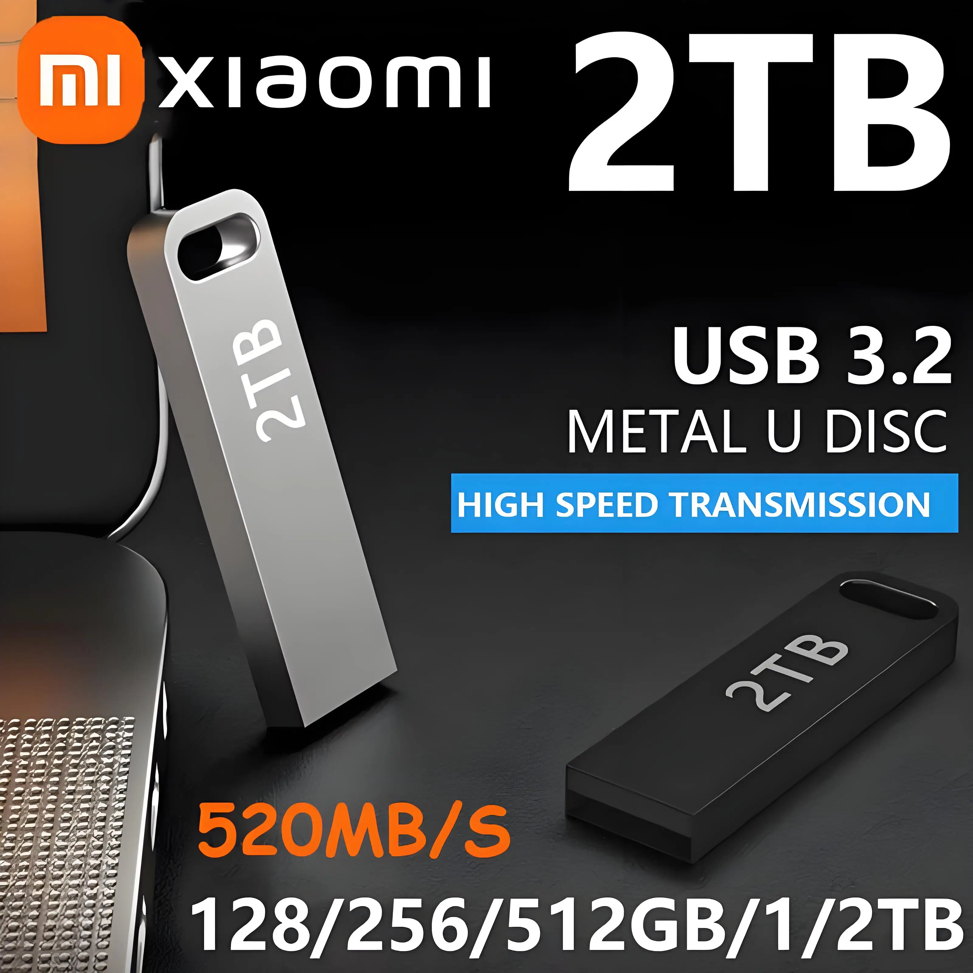 Xiaomi USB 3.2 2TB フラッシュドライブ高速メタル U ディスク TypeC メモリスティック防水 SSD ストレージ PC 電話データ転送ポータブル