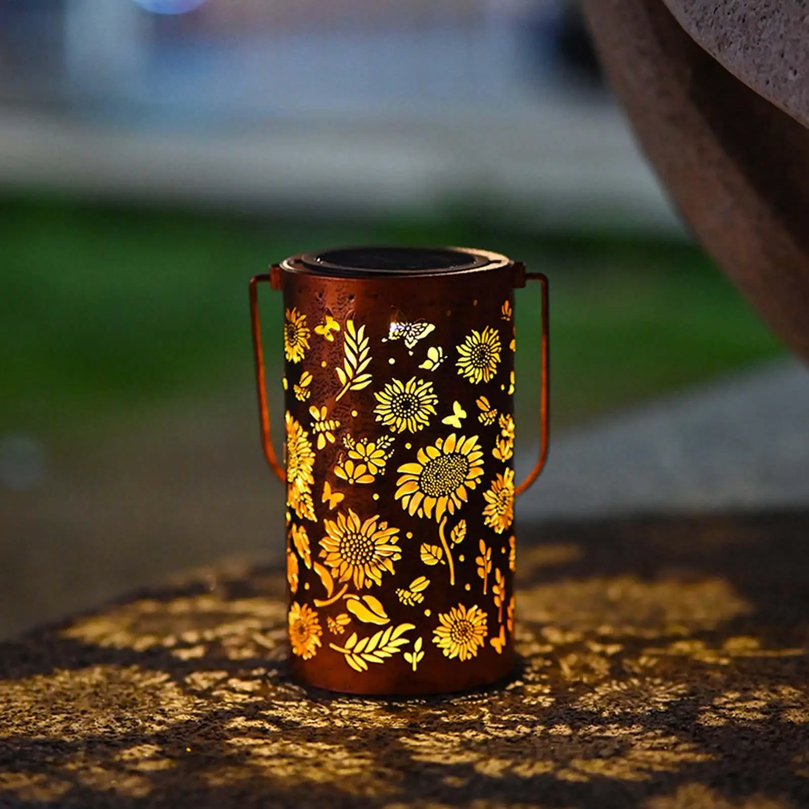 Outdoor Solar Lanterns Sunflower LED Waterproof Solar Lights For Garden Patio Yard Porch Wall Table Lawn Home Pathway Walkway