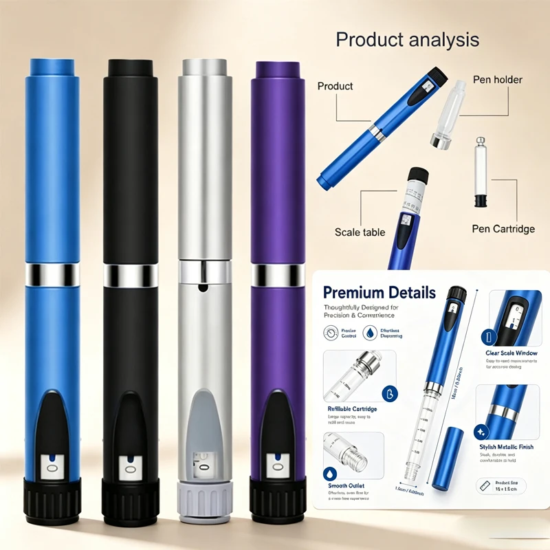 High-Quality V2 Reusable /;Metal Injection Pen Compatible with 3ml Cartridges Sub Bottle Customizable for Personal Care Beauty