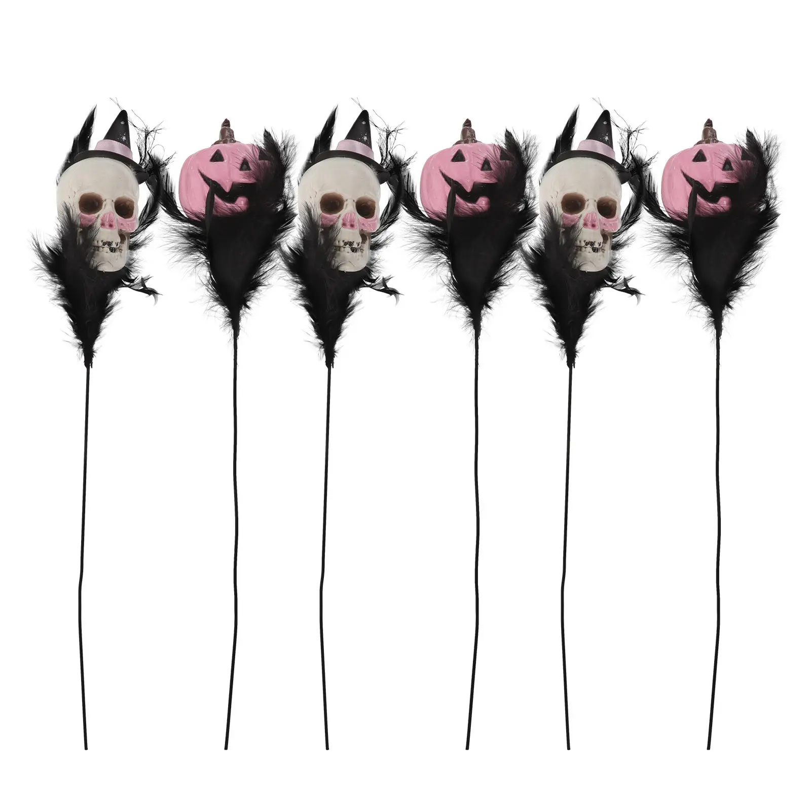 

Набор из 6 штук: Хэллоуинский букет с черными перьями, цветочными стеблями, тыквами и черепами – Страшные и жуткие украшения для праздничного стола, декоративные вставки для букетов