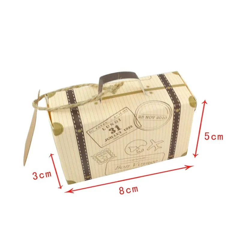 20/30/50pcs Mini Suitcase Candy Box with Plain Tag Christening Favor Birthday Newborn Gift Sweets Packaging Airplane Paper Boxes