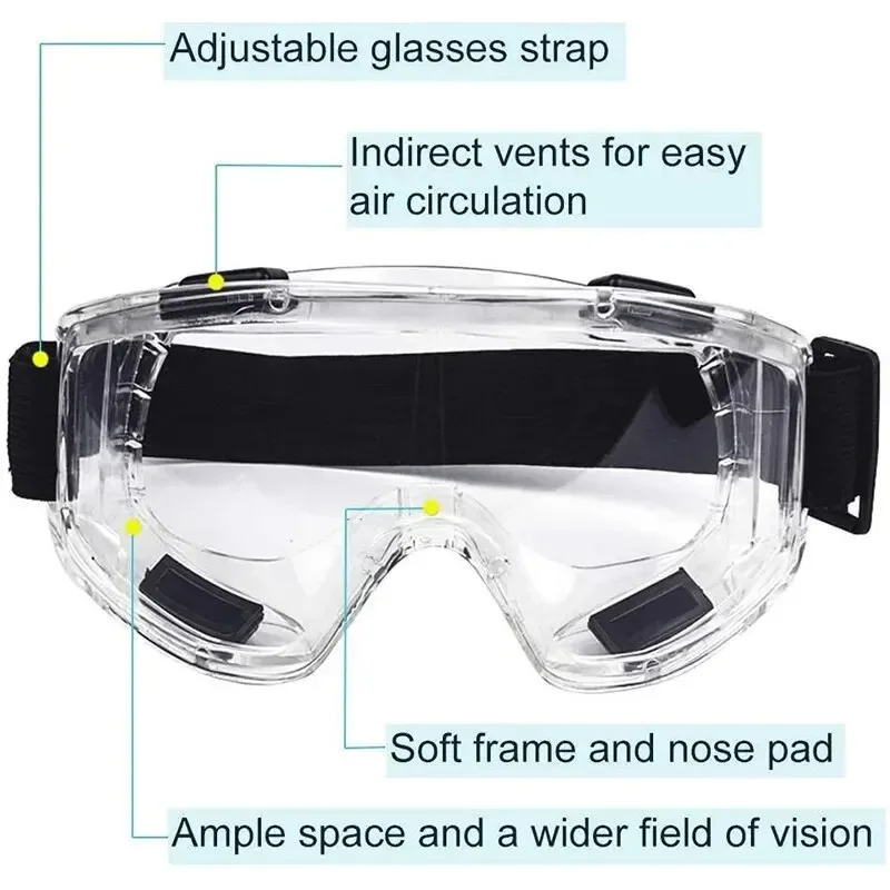 Safety Antifog Protective Goggles Safe Anti-Splash Wind-Proof Work Glasses Industrial Research Lab Cycling Riding Goggles Clear