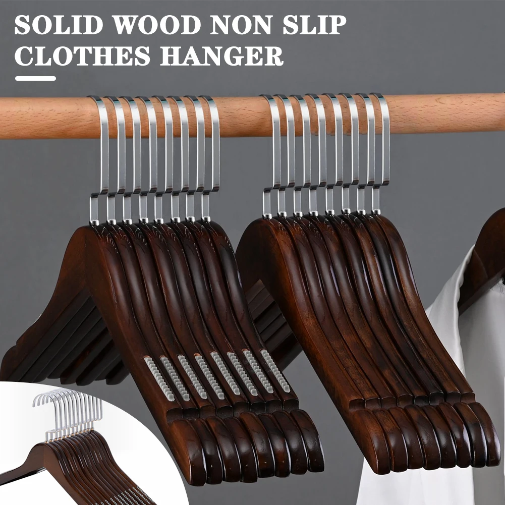 10pcs Household Solid Wood Clothes Hanger Non Slip Non Marking Large Clothes Support Coat Drying Racks For Wardrobe 38cm 44.5cm