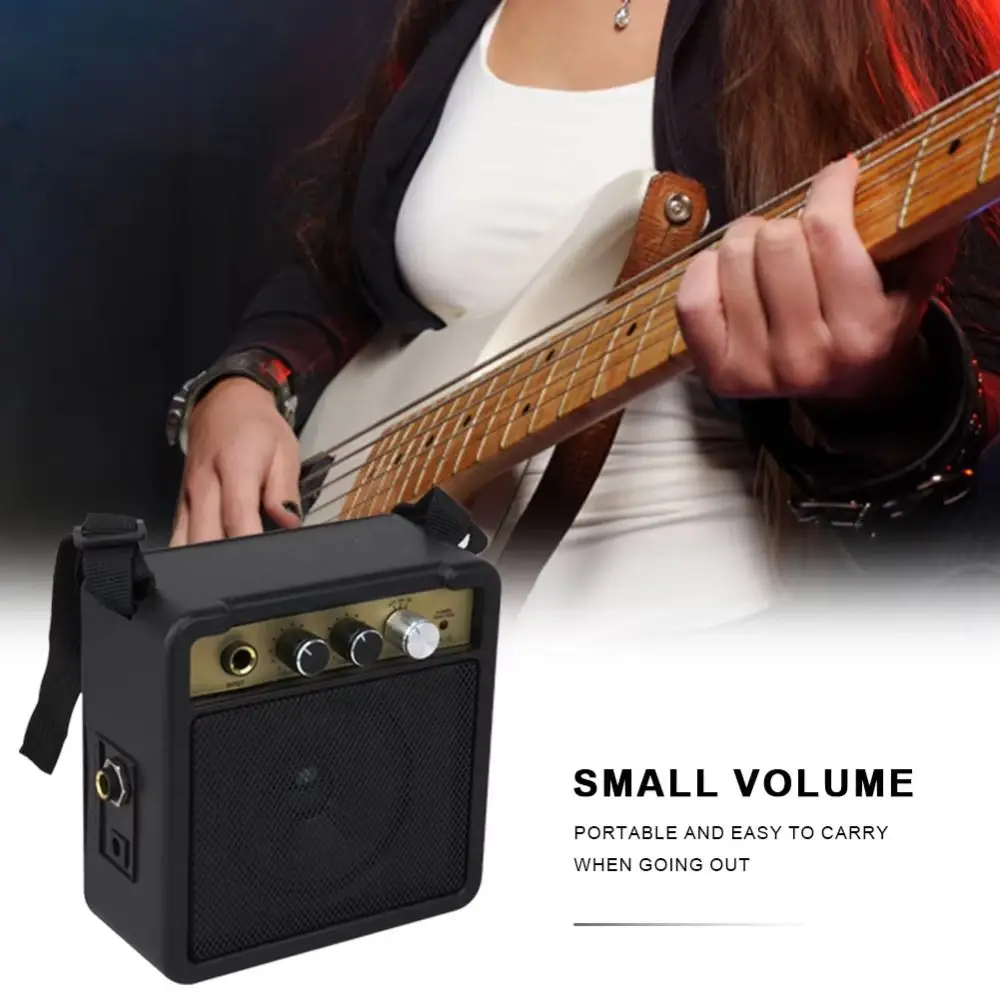 5W Guitar Amp Speaker with Back Clip Adjustable volume Acoustic Guitar Amplifier Low-power Consumption Electric Bass Speaker