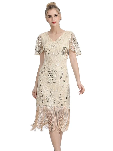 Sequined Art Deco Gatsby Dress | Sequin Art Deco Flapper Dress - Women's  Dresses 20s - Aliexpress