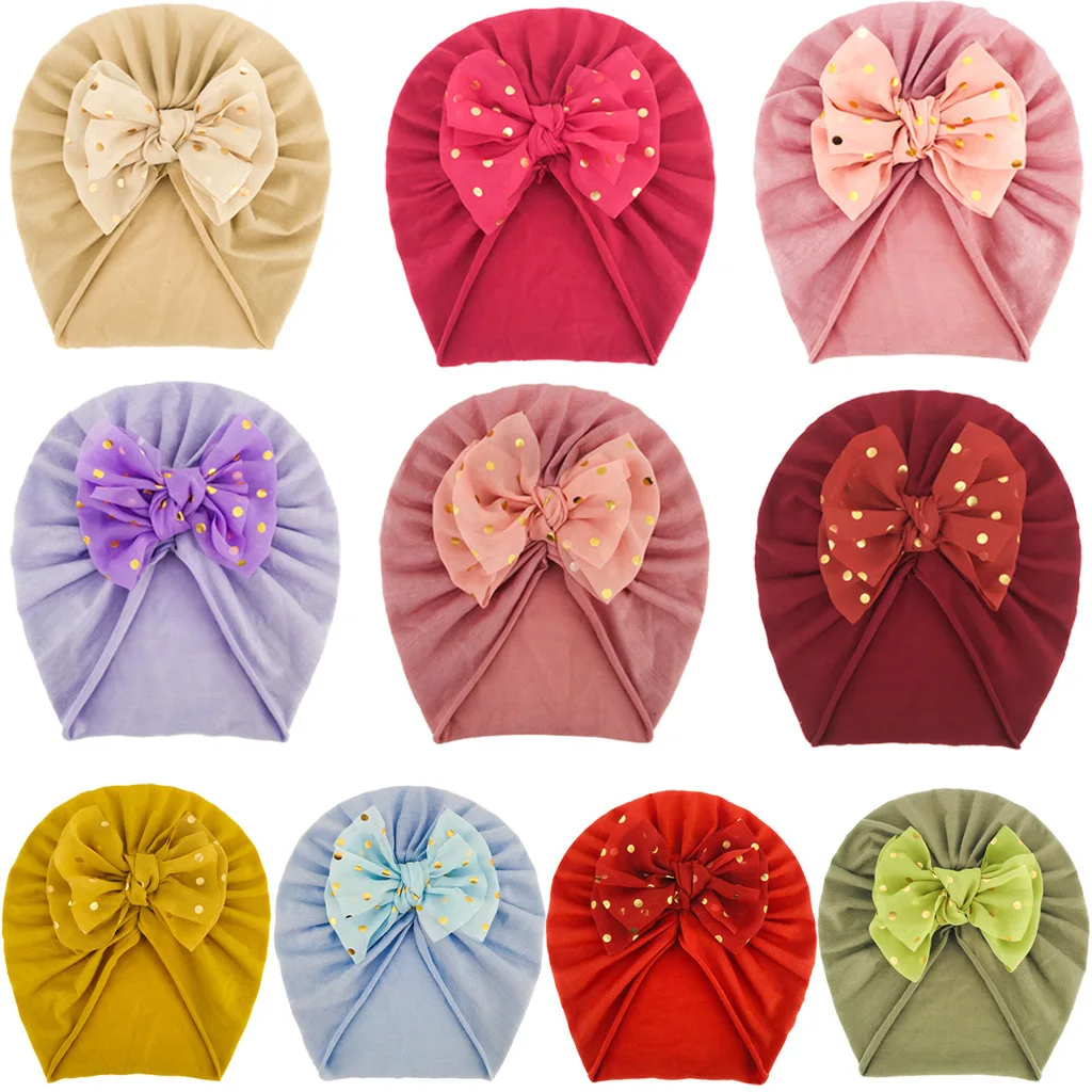 2024 New 1Pcs Baby Girls Boys Headband Cute Big Bow Hats Solid Color Soft Newborn Accessories For Toddler Turban Infant Headwear