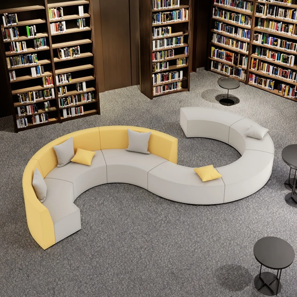 Commercial Furniture S-shape Sofa Free Combination Public Area Waiting Couch Library Reading Area Seating Curved Sofa