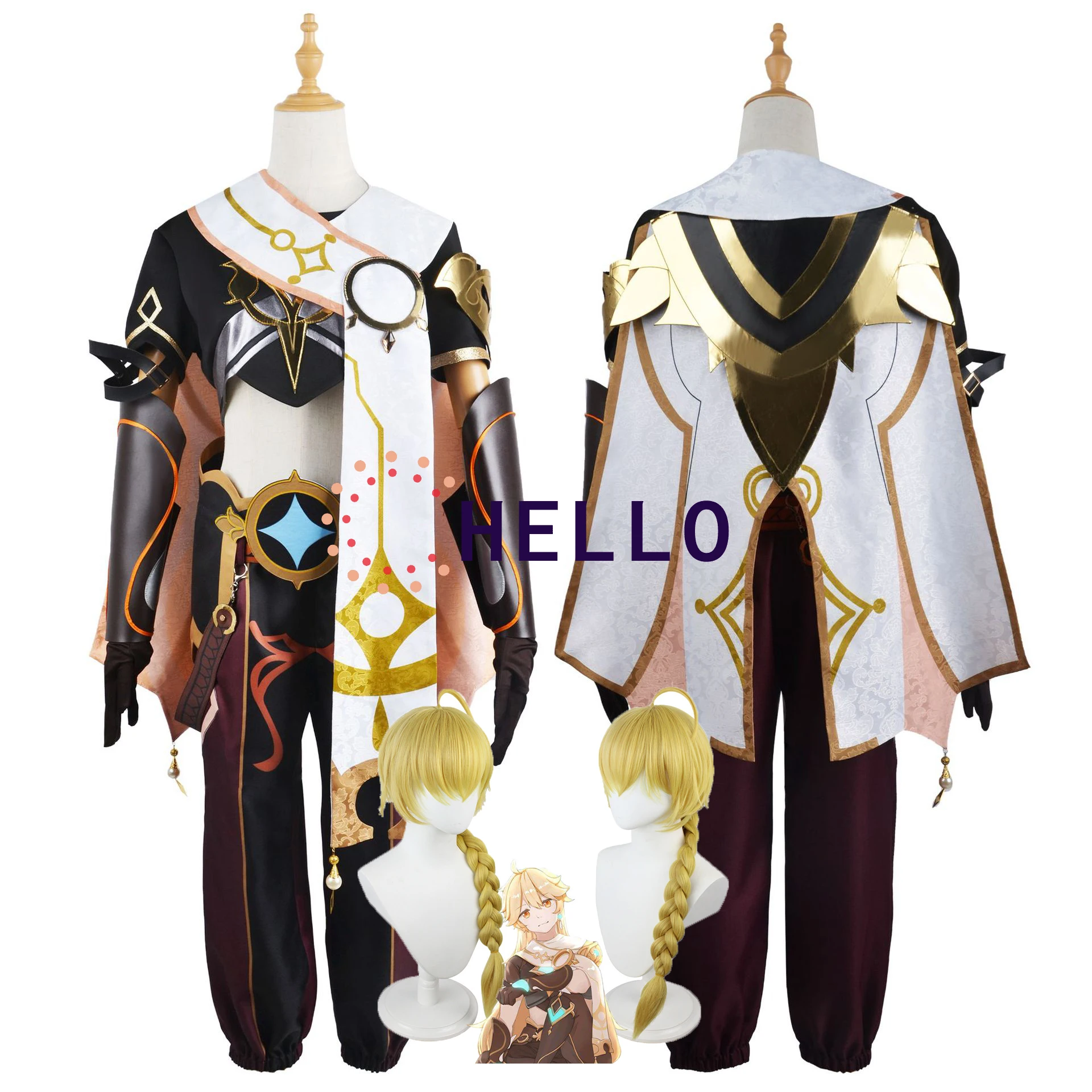 

Game Genshin Impact Kong Cosplay Costume Sora Kong Cosplay Traveler Aether Halloween Party Outfit Wig Shoes Full Sets