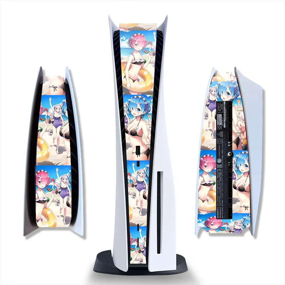 สาว PS5 คอนโซลกลางผิวสติกเกอร์ตกแต่ง Center ป้องกัน Strip ฟิล์มสําหรับ PS5 Center Part DIY Custom Edition