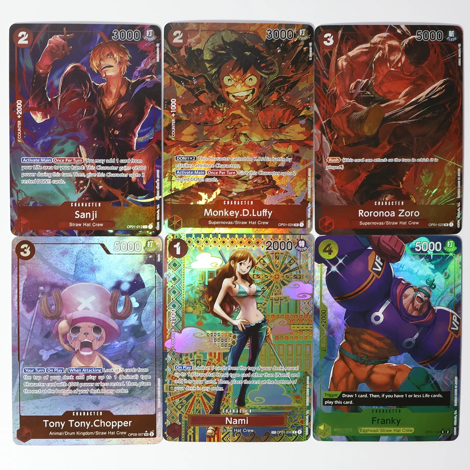 One Piece Game Cards, Monkey.D.Luffy, Nami Zoro Chopper. Frosted