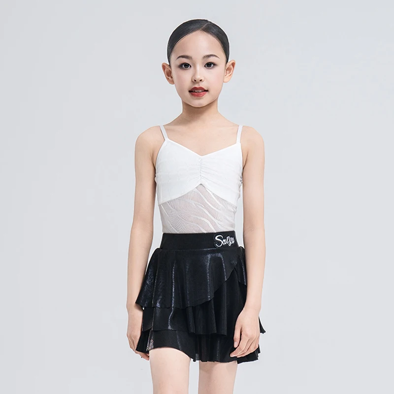 

Summer Suspender Latin Dance Costume Kids Dancing Performance Clothes Girls Samba Split Set Tango Waltz Practice Clothes XH2594