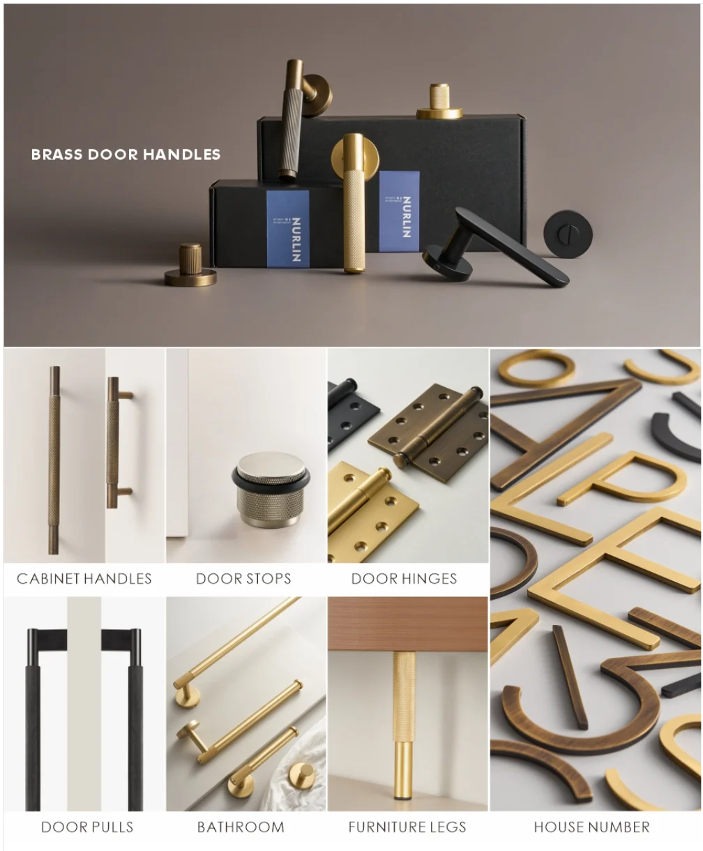 Nurlin Solid Brass Art Deco Vertical Lines Linear Kitchen Cabinet Knobs T Bars Bedroom Wardrobes Long Pull Drawer Handle