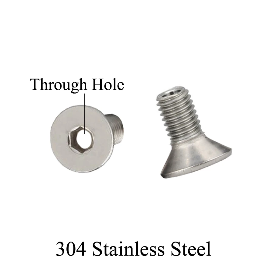 M10*20/25/30 M10x20/25/30 5mm Through Hole 304 Stainless Steel Countersunk Flat Button Head Hexagon Socket Cap Lamp Hollow Screw