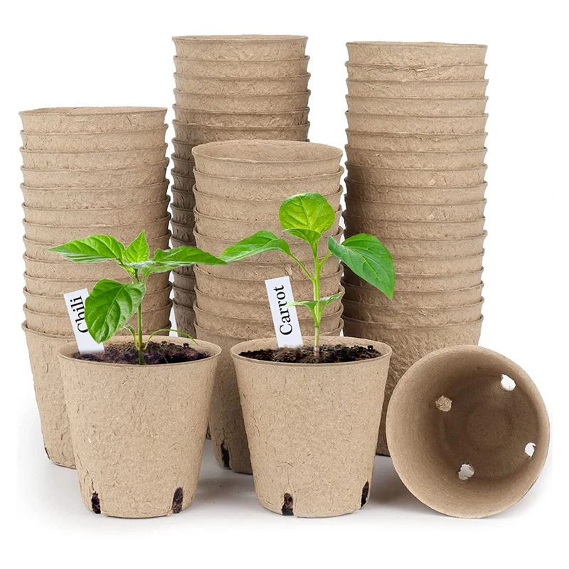 

Peat Pots, 60 Pcs 3.15 Inch Seed Starting Pots With Drainage Holes Round Nursery Pot, With Bonus 20 Plant Labels