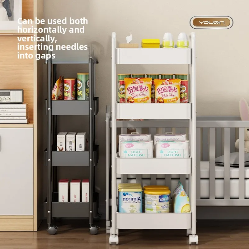 Multifunction Rolling Kitchen Cart Storage Stand Fruits Vegetables Snacks Multi Tier Movable Storage Cart Kitchen Trolley
