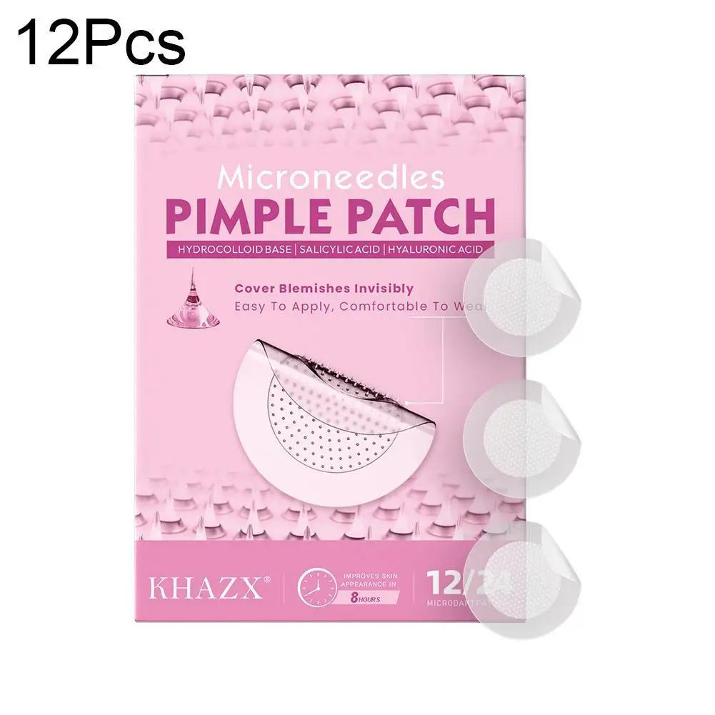 

12/24 шт., пластырь от прыщей с микроиглами, гидроколлоидный невидимый закругленный угловой пластырь от прыщей, ежедневный нежный уход за кожей, унисекс