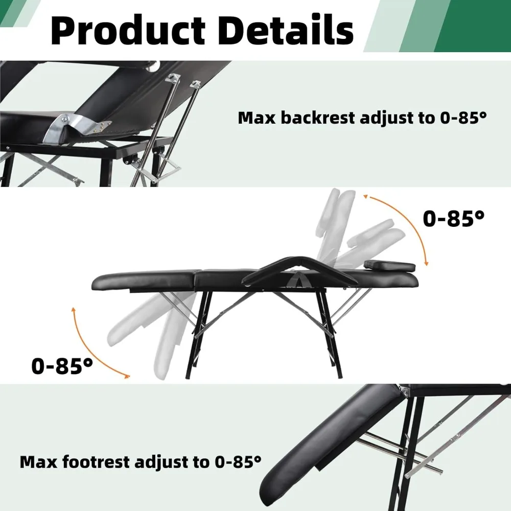 

Portable tattoo chair, adjustable massage facial table bed, beauty and hairdressing massage tattoo chair, foldable spa bed
