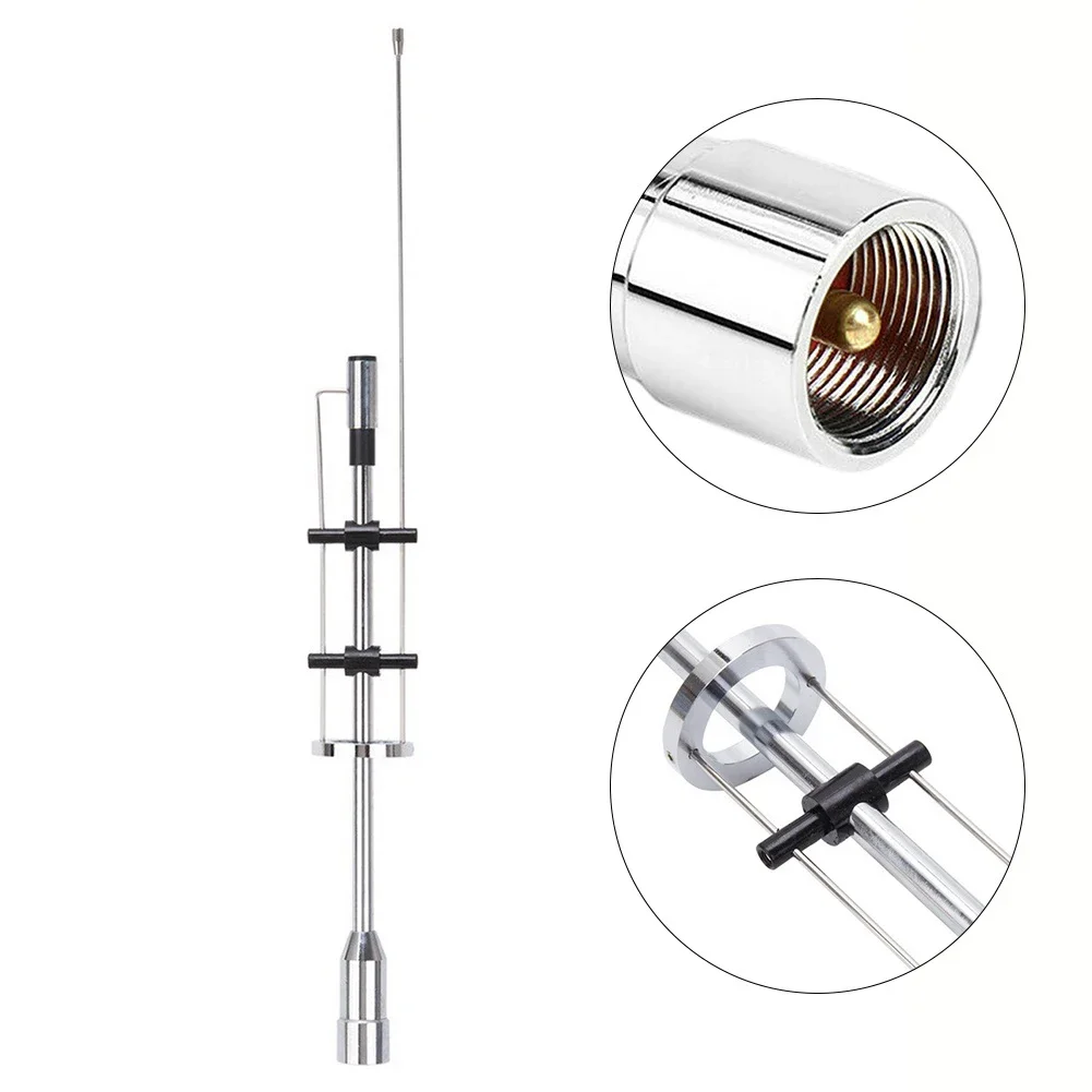 CBC435 QM82 Dual Band Mobile Radio Antenna 15 4 Inch Stainless Steel VHF UHF 145 435MHz with UHF SL16 J M Male Connector