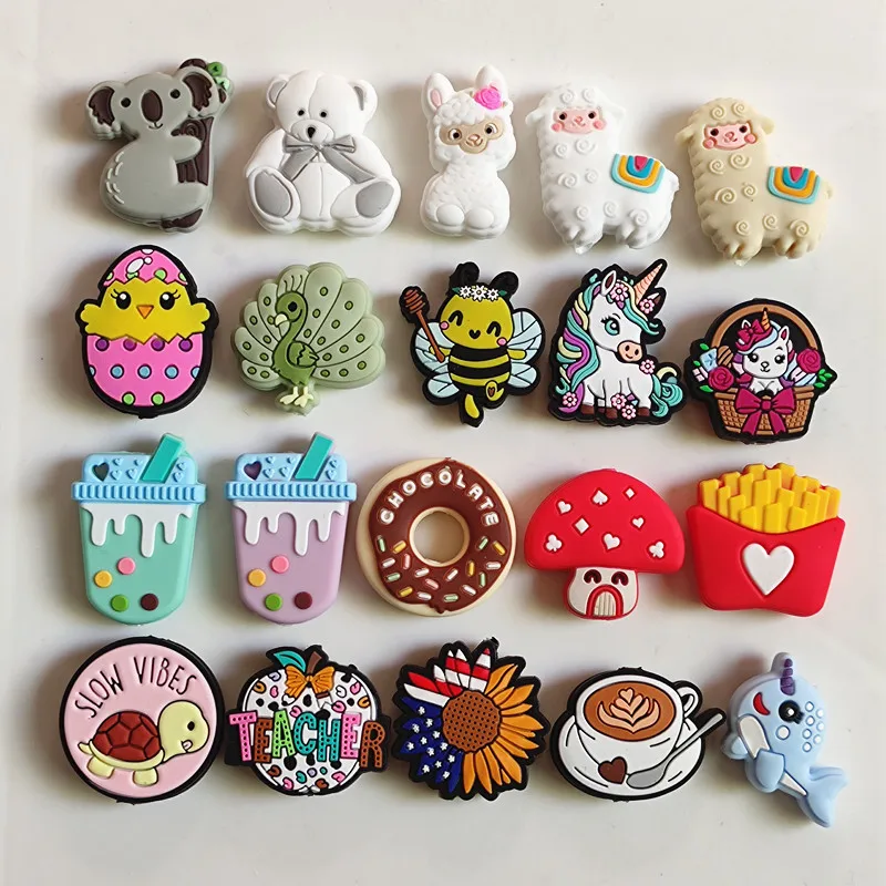 20pcs Cartoon Silicone Beads BPA Free Food Grade Silicone Pacifier Chain Clips Beads Newborn Baby Toys DIY Jewelry Accessories