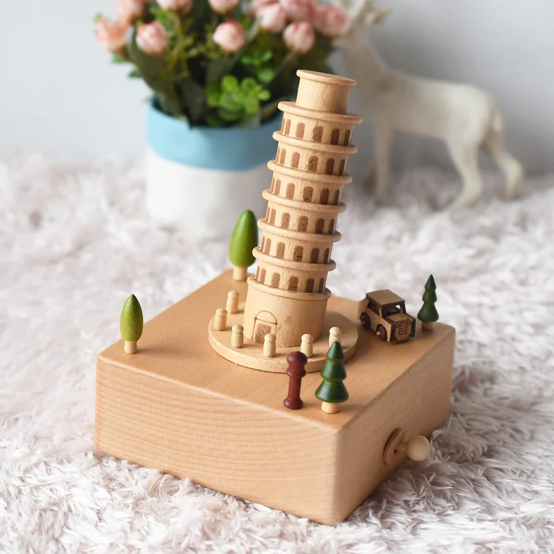

Custom Architecture Theme Solid Beech Music Box For Gift
