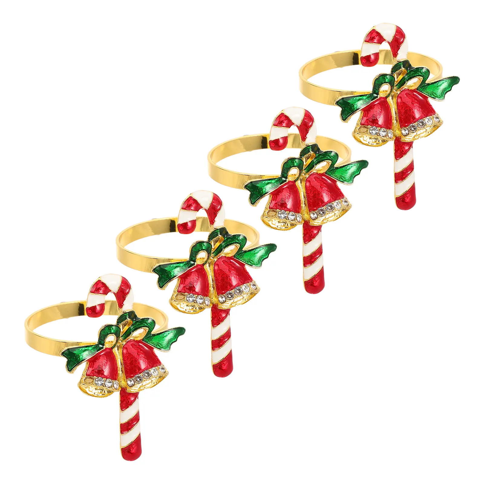 Christmas Napkin Rings Set of 4 – Metal Candy Cane Table Decor for Holiday Party & Banquet