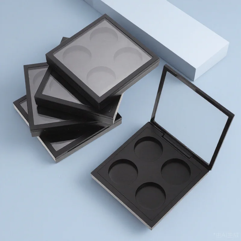 

5Pcs Empty Eyeshadow Plate 4-Grid Transparent Cover Lightweight Portable Storage Case for Women Four-Color Eyeshadow